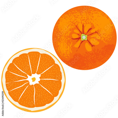 Top view of fresh oranges.
