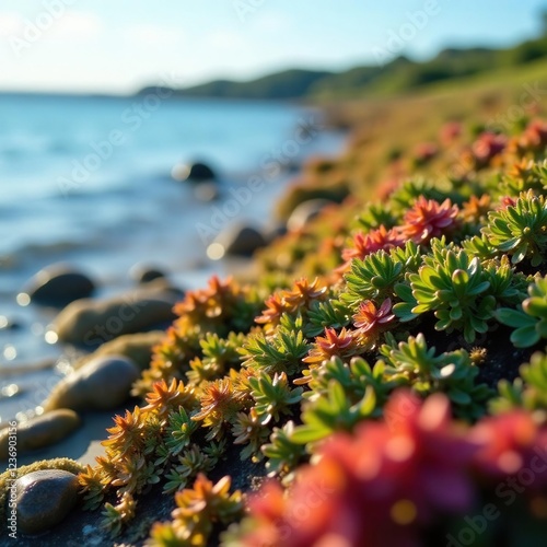 Seaside plants and algae on Banc d Arguin shoreline, marine algae, shorelines, banc d arguin photo