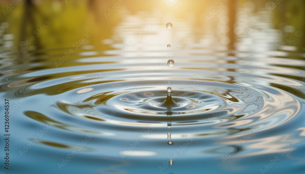 Gentle ripples in spring pond, calmness and nature's beauty Gentle ripples in spring pond, calmness and nature's beauty