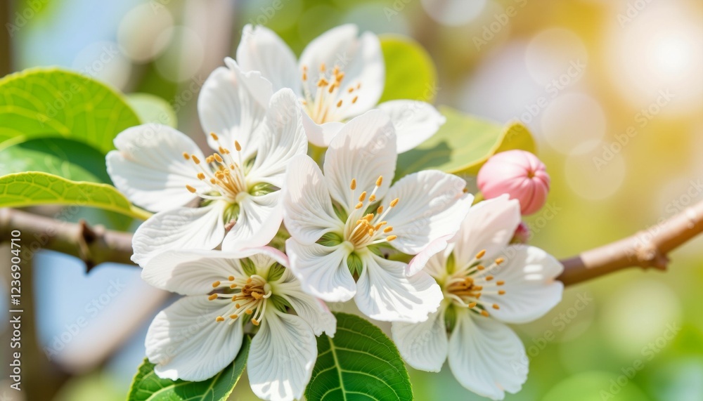 Obraz premium Vibrant apple blossoms blooming in orchard during Spring Equinox