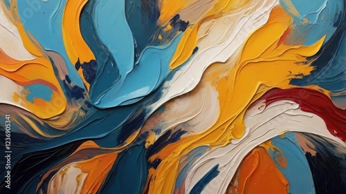 oil paint abstract background with blue white black yellow colors
