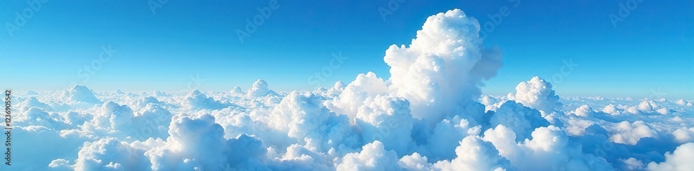 A majestic high altitude cloud formation amidst an expansive blue horizon, landscape, atmosphere A majestic high altitude cloud formation amidst an expansive blue horizon, landscape, atmosphere