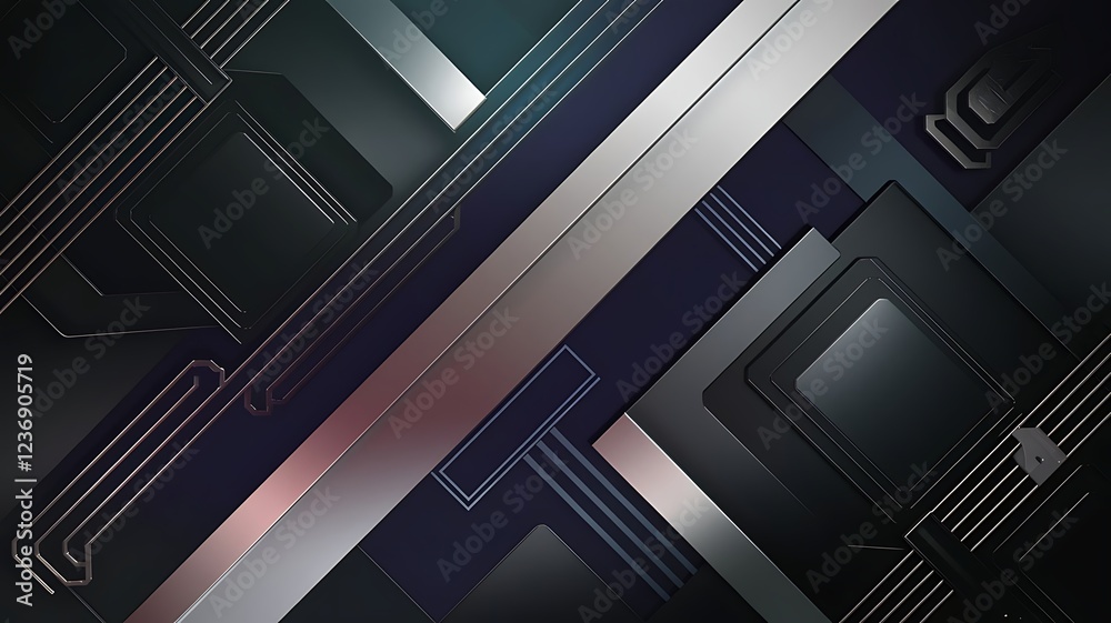 Abstract Metallic Design with Interlocking Shapes Abstract Metallic Design with Interlocking Shapes