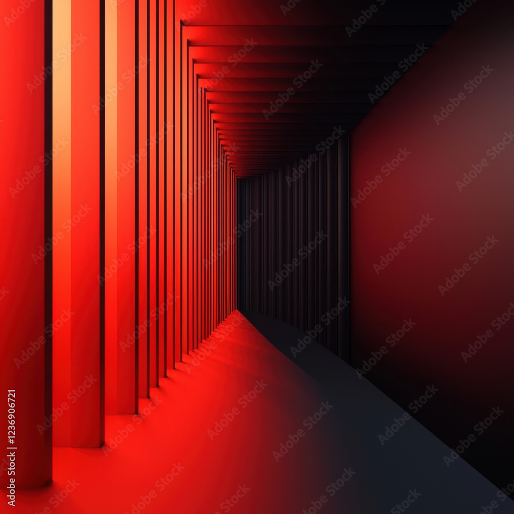 Futuristic corridor with glowing red lights creating dramatic depth Futuristic corridor with glowing red lights creating dramatic depth
