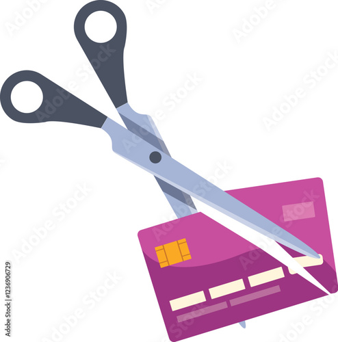 Scissors cutting a credit card representing financial crisis, debt, and refusal to use credit