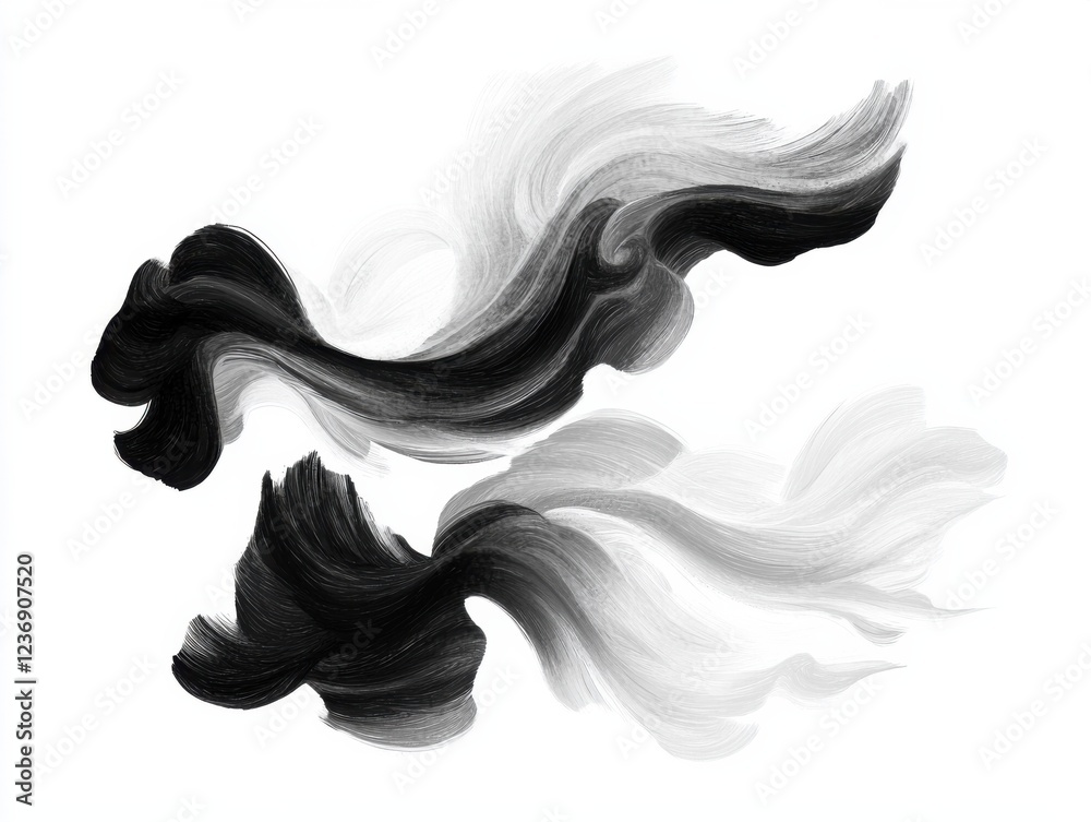 Obraz premium Dynamic ink flow of abstract chinese brush art modern aesthetic swirling wind patterns creative environment