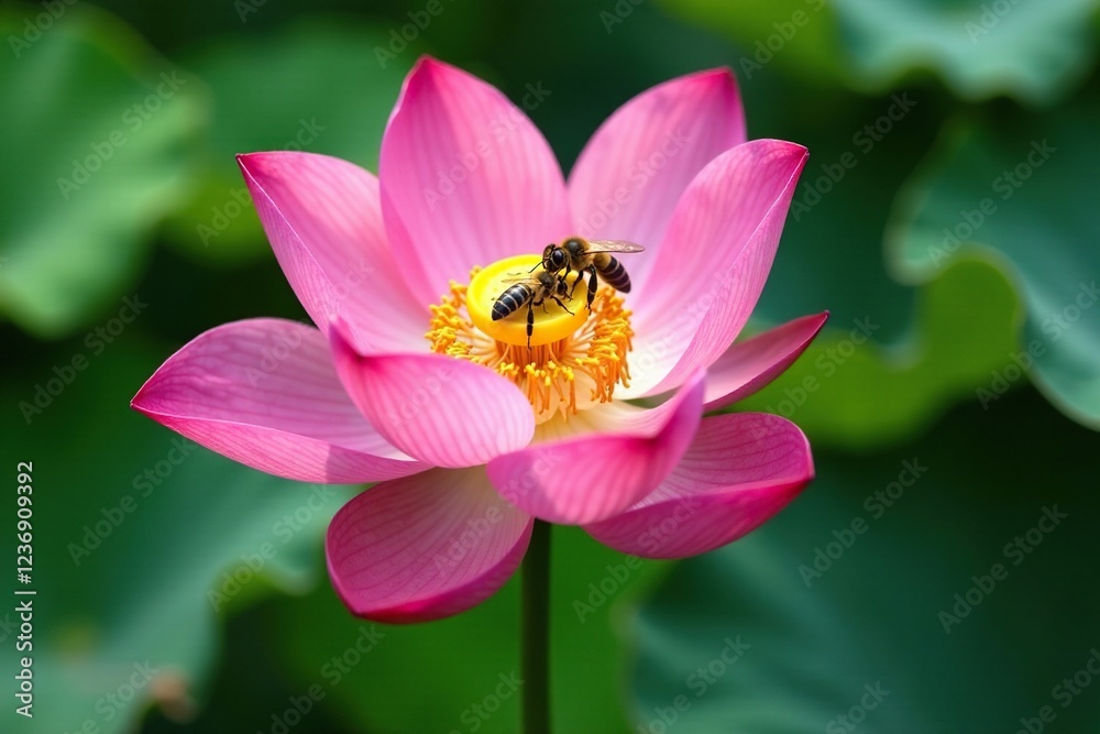 A swarm of bees gathered around a blooming lotus flower, natural, garden, nature A swarm of bees gathered around a blooming lotus flower, natural, garden, nature