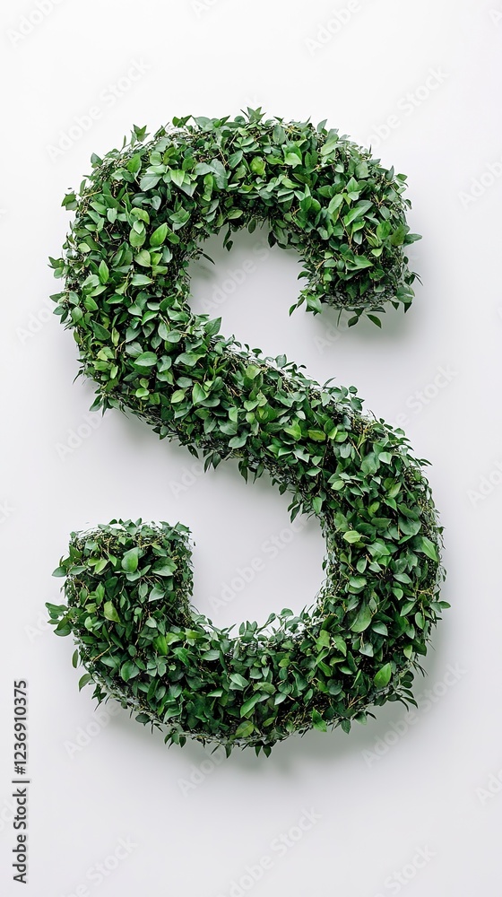 Green foliage arranged in the shape of the letter S Green foliage arranged in the shape of the letter S