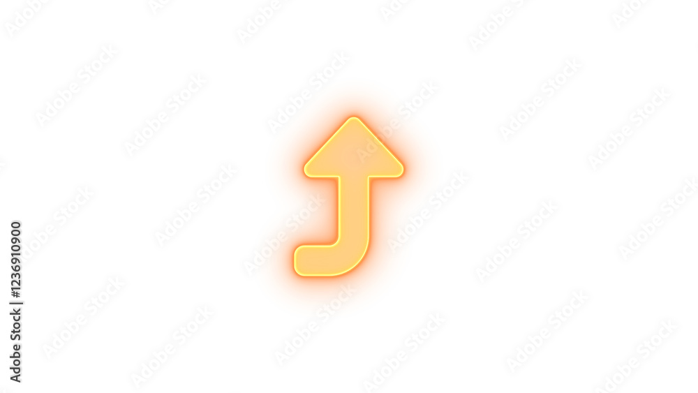 Turn up icon brown color glowing neon on black background Turn up icon brown color glowing neon on black background