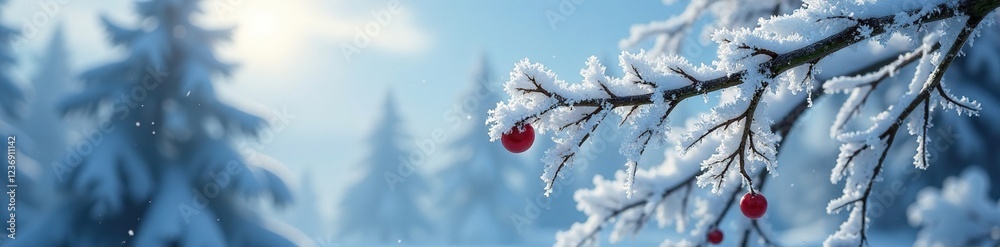 Icy branches of frost-covered Christmas tree stretch towards sky, snow, branch, frosty Icy branches of frost-covered Christmas tree stretch towards sky, snow, branch, frosty