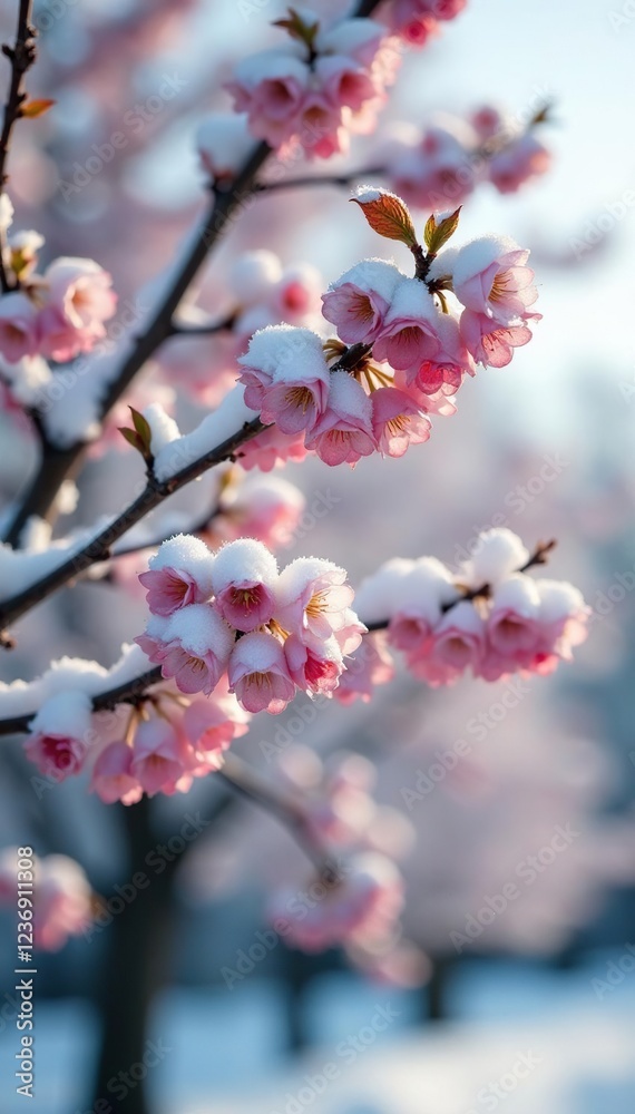 Ornamental flowers from the hazel tree displayed in pristine white scenery, snowy scene, hazel tree, ornamental Ornamental flowers from the hazel tree displayed in pristine white scenery, snowy scene, hazel tree, ornamental
