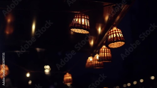 Vintage Lamp Garland Wooden Lantern Party Festival Decoration