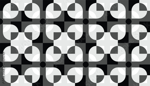 Photography geometric pattern with a monochromatic gray palette and a subtle optical illusion effect