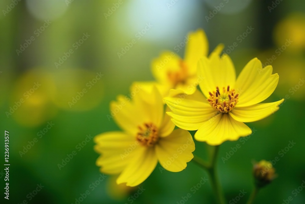 Yellow Adesmia boronioides flowers blooming in the spring season, flowers, nature