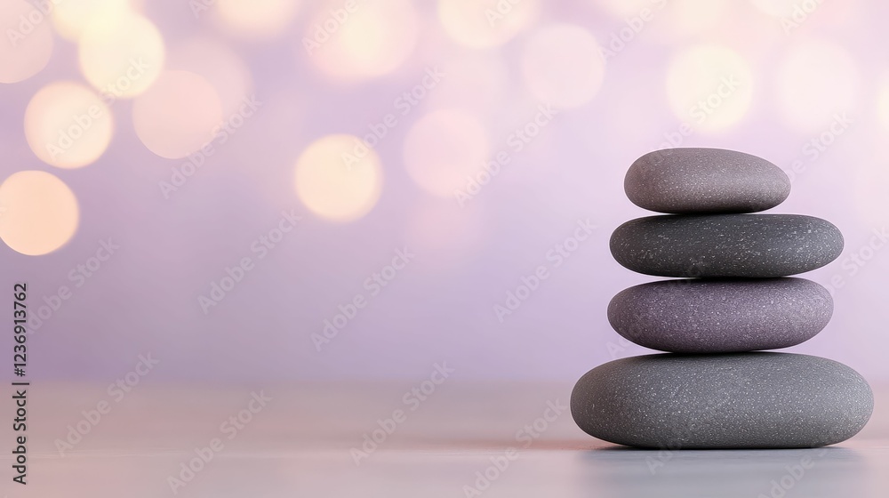 abstract background with massage stones and lavender oils in focus, massage room softly lit in the background, soft purple and gray tones, clean and professional minimalist style abstract background with massage stones and lavender oils in focus, massage room softly lit in the background, soft purple and gray tones, clean and professional minimalist style