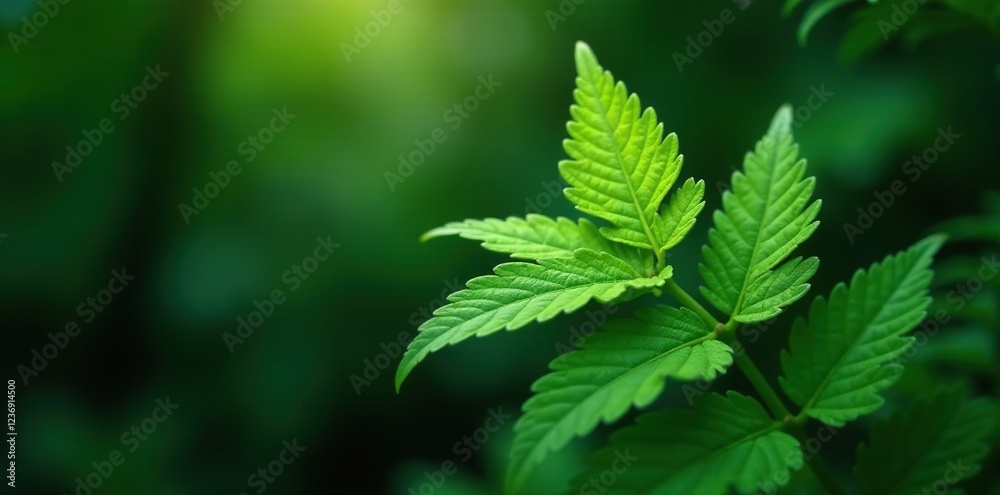 Delicate fern-like leaf shape on a tropical forest plant, plant life, trees, leaf shapes Delicate fern-like leaf shape on a tropical forest plant, plant life, trees, leaf shapes