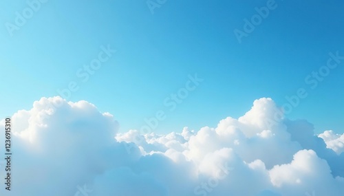 Softly falling clouds against a blue sky with white fluffy layers, open space, blue sky, peaceful atmosphere