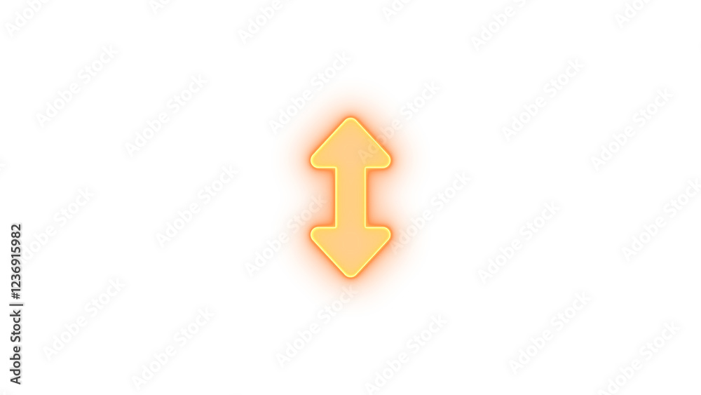Up down icon brown color glowing neon on black background Up down icon brown color glowing neon on black background