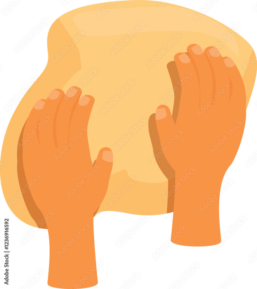 Hands kneading dough, preparing to make bread, pizza, or pastry Hands kneading dough, preparing to make bread, pizza, or pastry