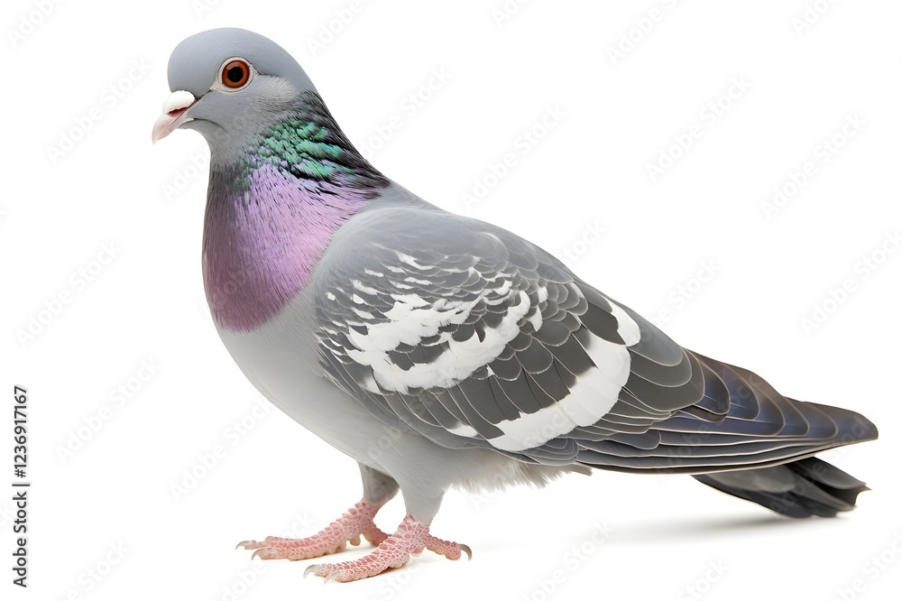 Pigeon Isolated on White Background. Pigeon Isolated on White Background.