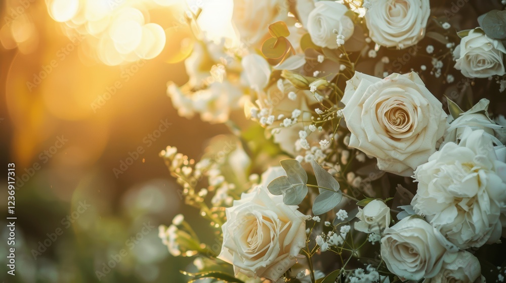 Romantic Sunset Wedding with Floral Arch of White Roses and Peonies for Intimate Celebration Romantic Sunset Wedding with Floral Arch of White Roses and Peonies for Intimate Celebration
