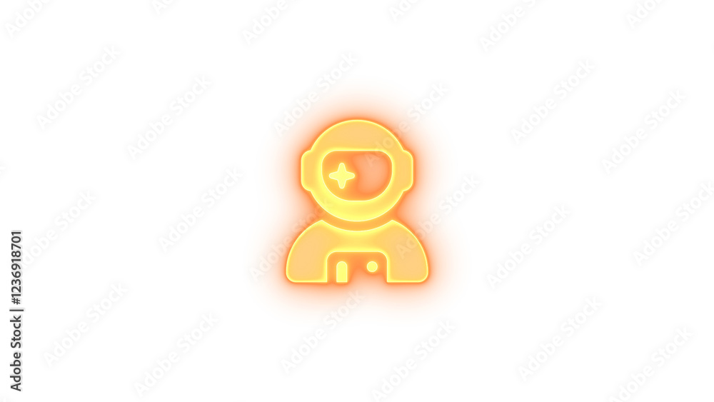 User astronaut icon brown color glowing neon on black background User astronaut icon brown color glowing neon on black background