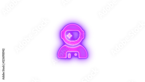 Free Download User astronaut icon purple color glowing neon on transparent png background - GFXLoad