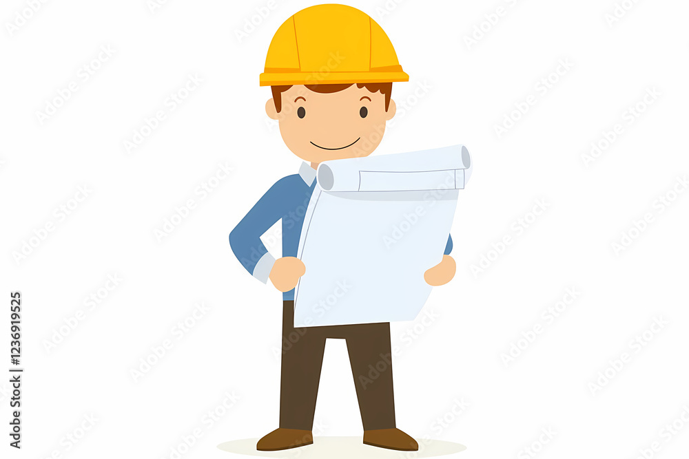 Professional engineer wearing a hard hat at a construction site. Concept of safety, job, and delivery service. Professional engineer wearing a hard hat at a construction site. Concept of safety, job, and delivery service.
