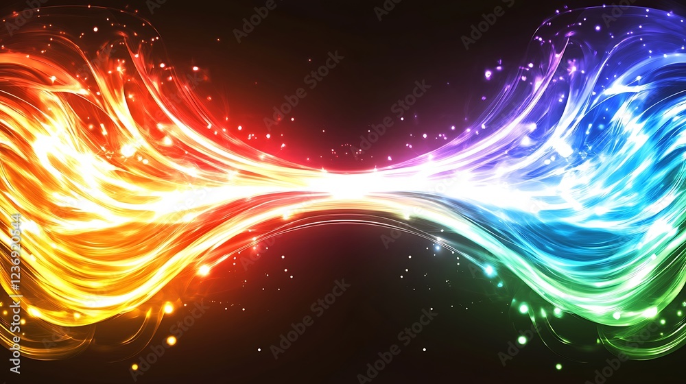 Obraz premium Abstract Rainbow Light Waves Flowing Dynamically