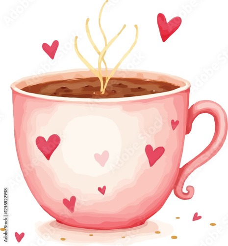cup of coffee with hearts