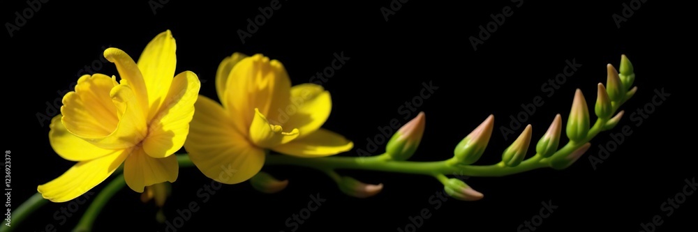 Bright yellow flowers of Snapdragon plant isolated on black background, nature, snapdragon, petal Bright yellow flowers of Snapdragon plant isolated on black background, nature, snapdragon, petal