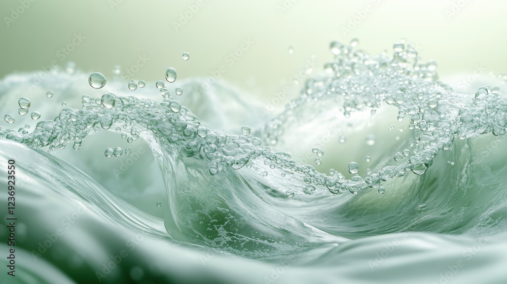 Captivating green water splash with dynamic droplets and soft focus background