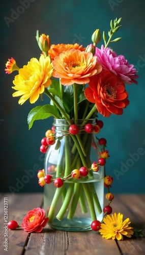 Wallpaper Mural Colorful garland wrapped around a clear glass vase, nature, colorful garland, flowers Torontodigital.ca