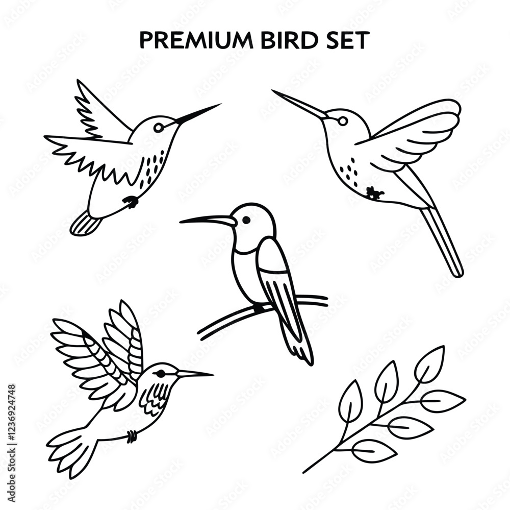 Obraz premium Birds Set Vector Design Silhouette