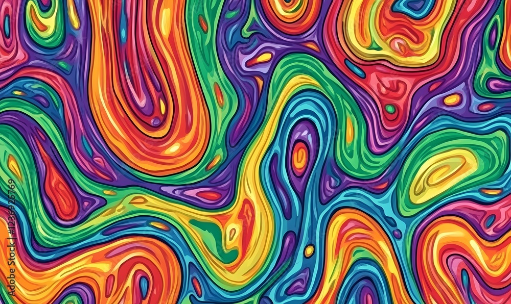 Obraz premium Vibrant rainbow swirl abstract art background, ideal for design projects
