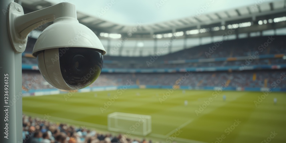Fototapeta premium a security camera is shown in front of a soccer stadium