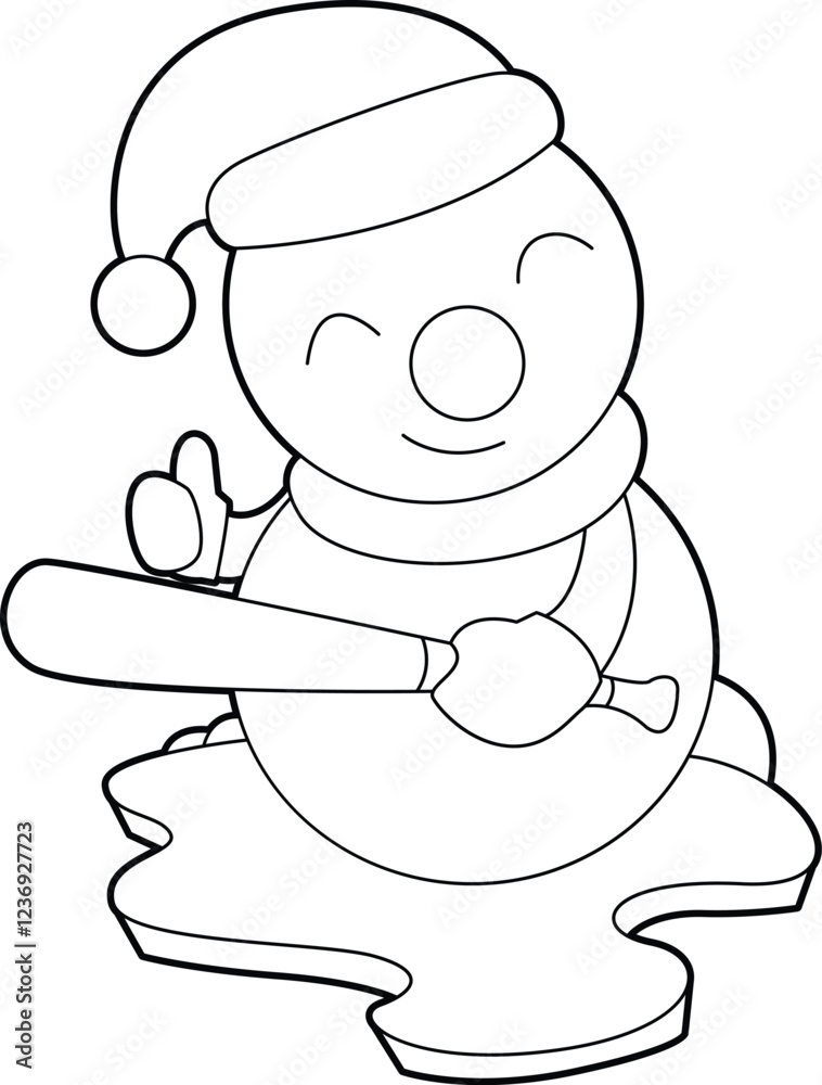 Fototapeta premium Snowman Christmas Baseball Vector Graphic Art Illustration