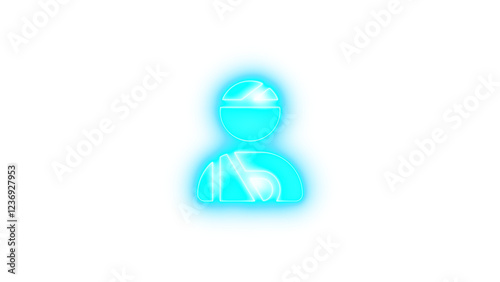 Free Download User injured icon cyan color glowing neon on transparent background - GFXLoad