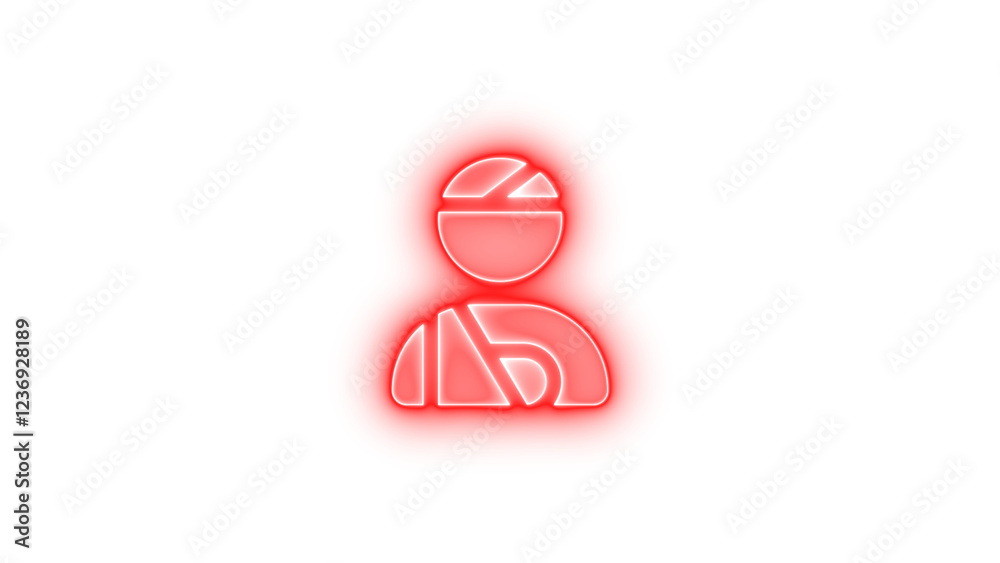 User injured icon red color glowing neon on transparent background User injured icon red color glowing neon on transparent background