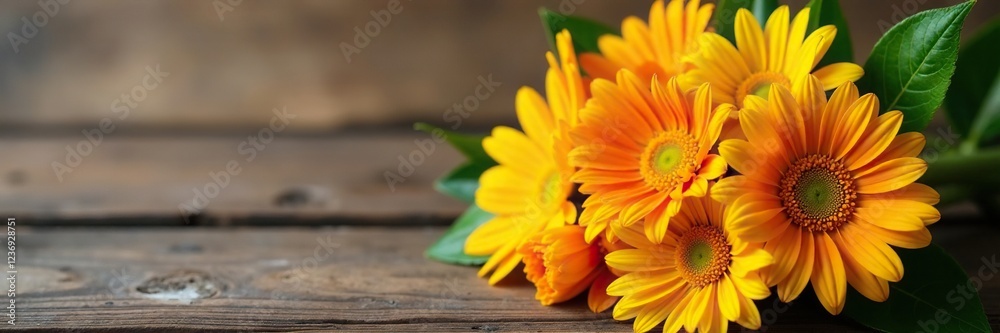 Colorful bouquet of fresh cut naranjas and amarillas on a wooden table, yellow flowers, fresh cut flowers, flowers Colorful bouquet of fresh cut naranjas and amarillas on a wooden table, yellow flowers, fresh cut flowers, flowers