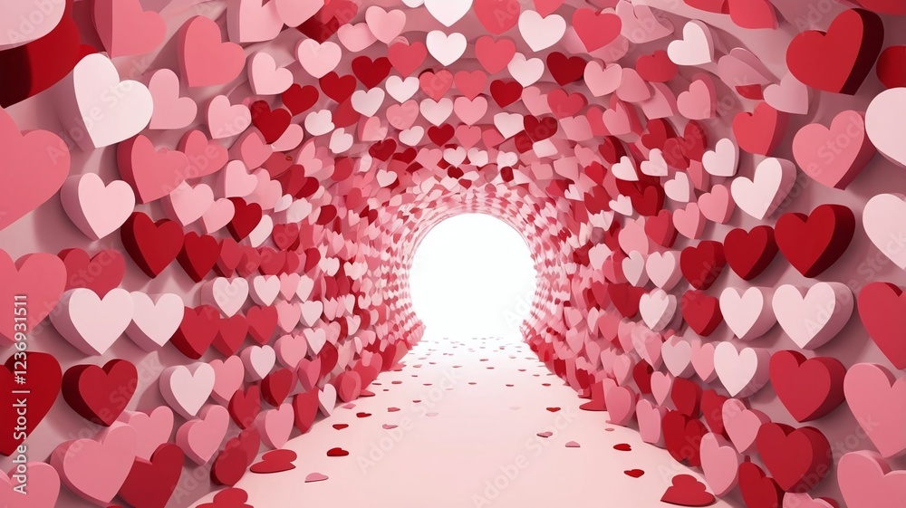 Tunnel of Concentric hearts. Romantic cute background. Tunnel of Concentric hearts. Romantic cute background.