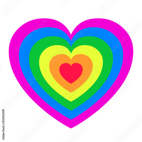 Concentric heart love, romantic valentine's day symbol, transition from a smaller to a larger heart, romantically hypnotic effect