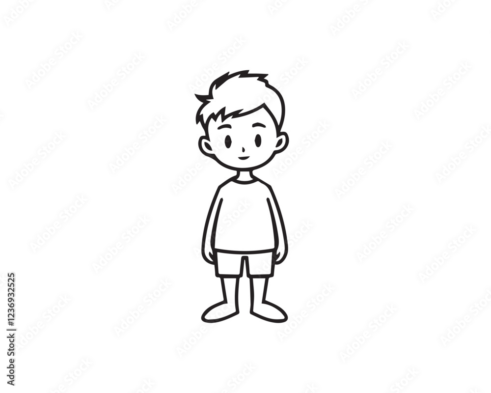 Little handsome short-haired boy. cartoon boy head outlines. Vector illustration isolated on white background Little handsome short-haired boy. cartoon boy head outlines. Vector illustration isolated on white background