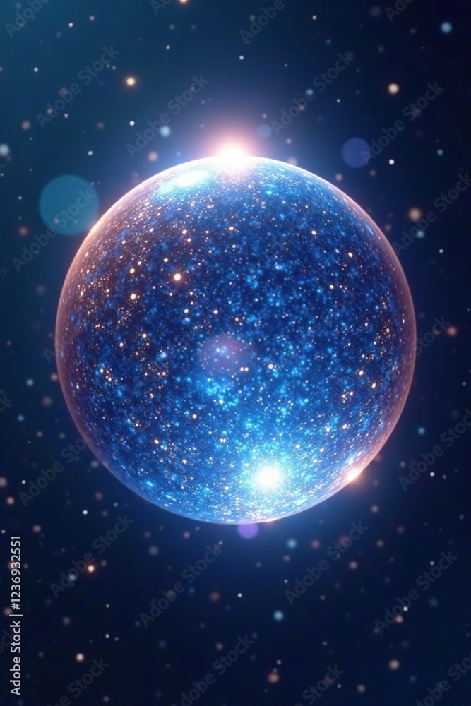 Fototapeta premium Shimmering blue aura surrounding a glowing orb, shine, aura, iridescent