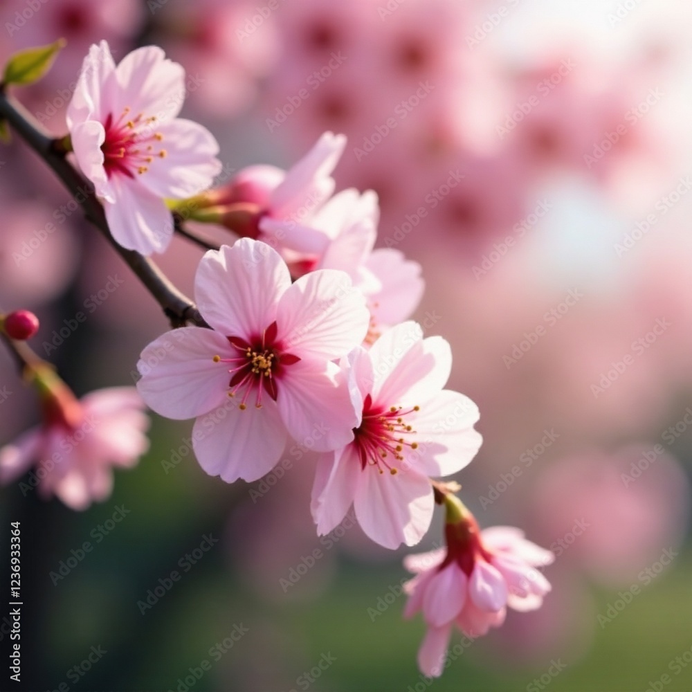 delicate cherry blossoms sway in spring breeze, blossoming, pink, breezy delicate cherry blossoms sway in spring breeze, blossoming, pink, breezy