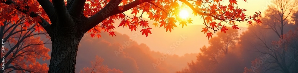 A broad-leaved deciduous tree bares its branches in the winter sun, broad leaved, A broad-leaved deciduous tree bares its branches in the winter sun, broad leaved,