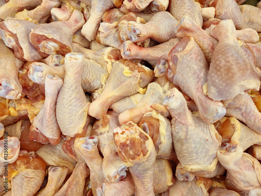 Raw Chicken Drumsticks. Background Image From Market. Raw Chicken Drumsticks. Background Image From Market.