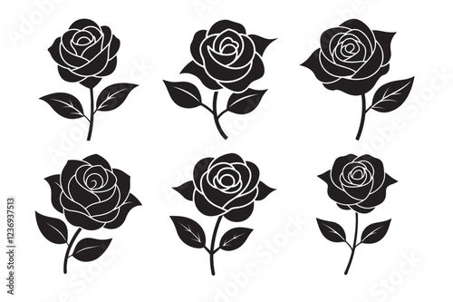 Wallpaper Mural set of roses vector Torontodigital.ca