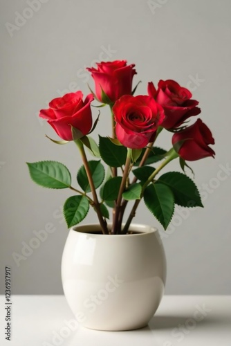 Wallpaper Mural A few stems of fresh red roses in a small ceramic pot, ceramic, arrangement, bouquet Torontodigital.ca