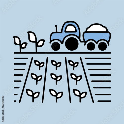 Tractor on field harvest seedling isolated icon